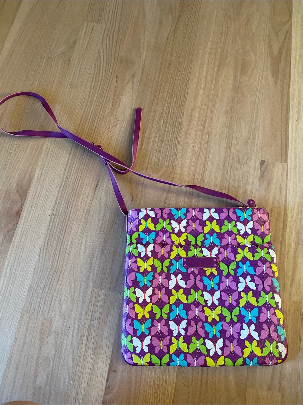 Vera Bradley leather Purple Butterfly Print Crossbody Bag